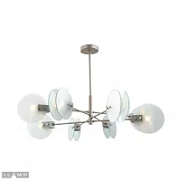 Люстра подвесная Panorama 15598-8 SN+CL iLamp прозрачная на 8 ламп, основание матовое никель в стиле современный Люстра подвесная Panorama 15598-8 SN+CL iLamp прозрачная на 8 ламп, основание матовое никель в стиле современный